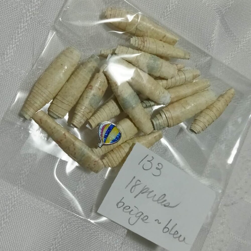 One-of-a-kind handmade/hand rolled paper beads/jewelry making/craft supplies/DIY